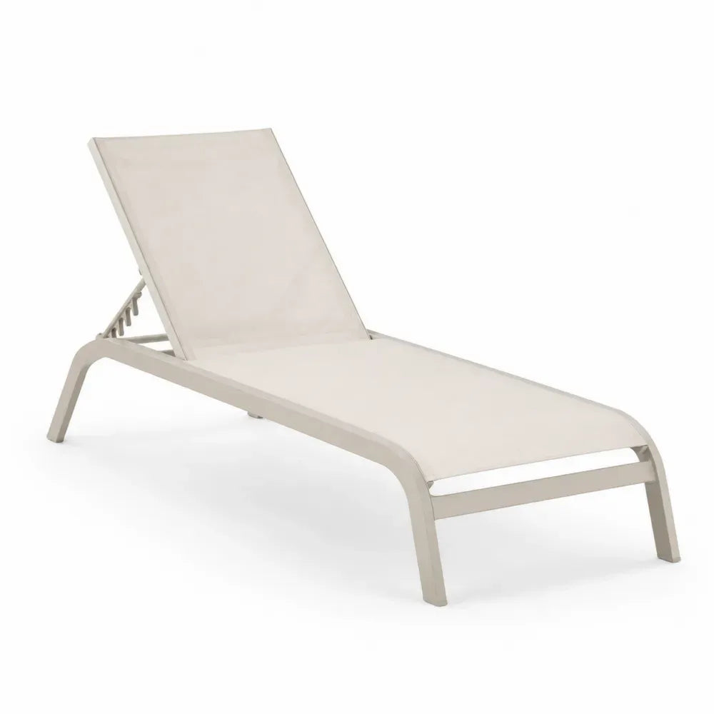 Sonnenliege Gartenliege verstellbar rechteckig 198 x 65 x 35 bis 95 cm Aluminium PVC-beschichtetes Polyestergewebe Taupe Beige