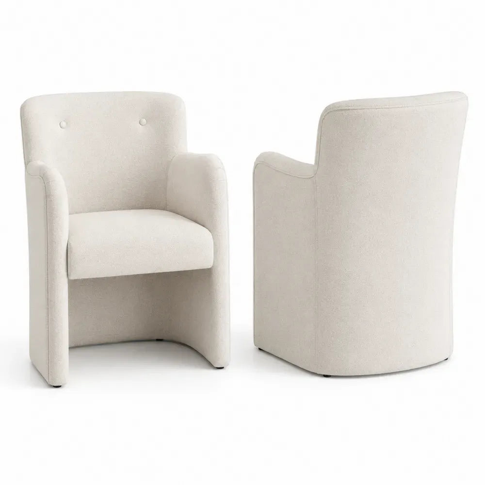 Esszimmerstühle 2er Set Armlehnstühle gepolstert Polyester-Bouclé Sperrholz PU-Schaum Beige 60 x 58 x 82 cm