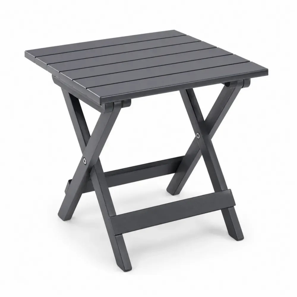 Gartentisch Klapptisch quadratisch 60 x 60 x 45 cm pulverbeschichtetes Aluminium Lamellentischplatte Anthrazit