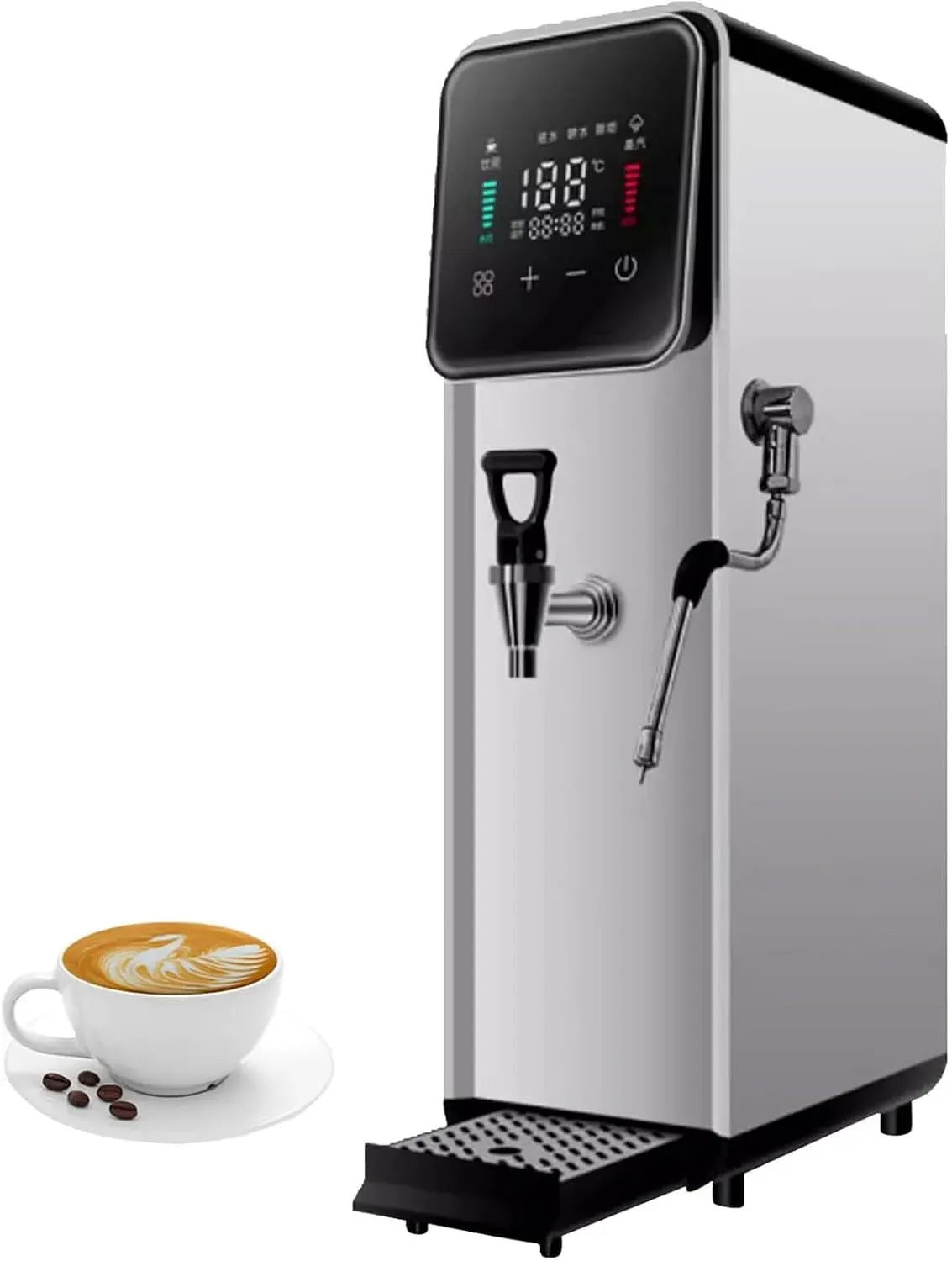 Dampf-Milchaufschäummaschine, 50 L, LCD-Display, Silber, für Tee- Und Kaffeebars
