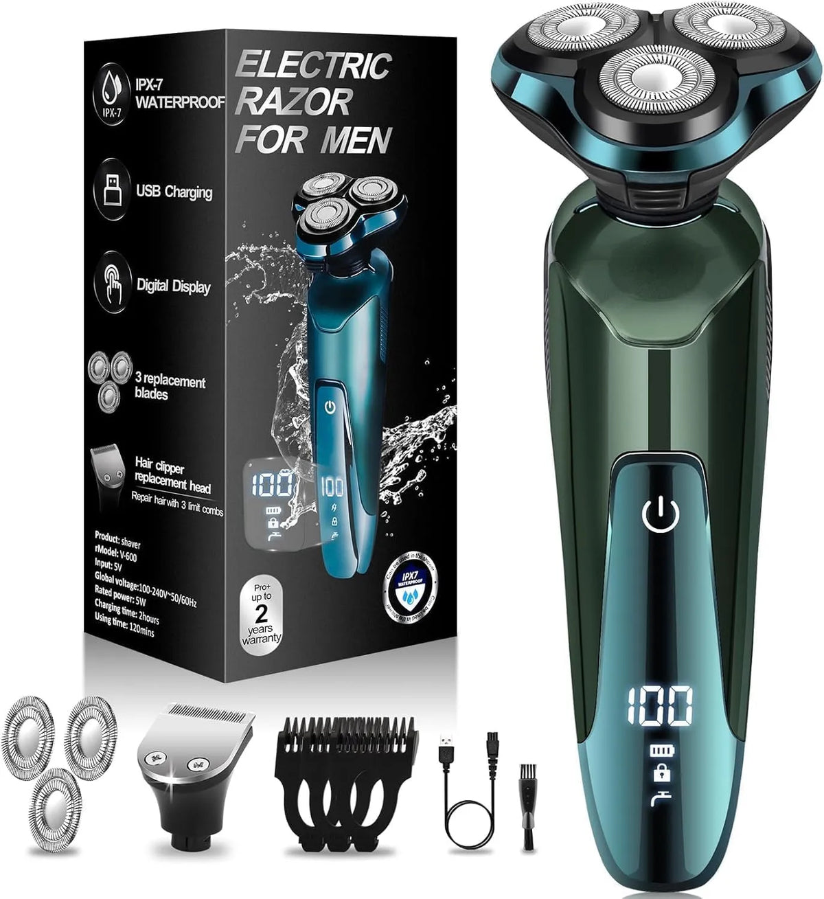 3-in-1-Rasierer IPX7, IP65, für Männer, Elektrischer