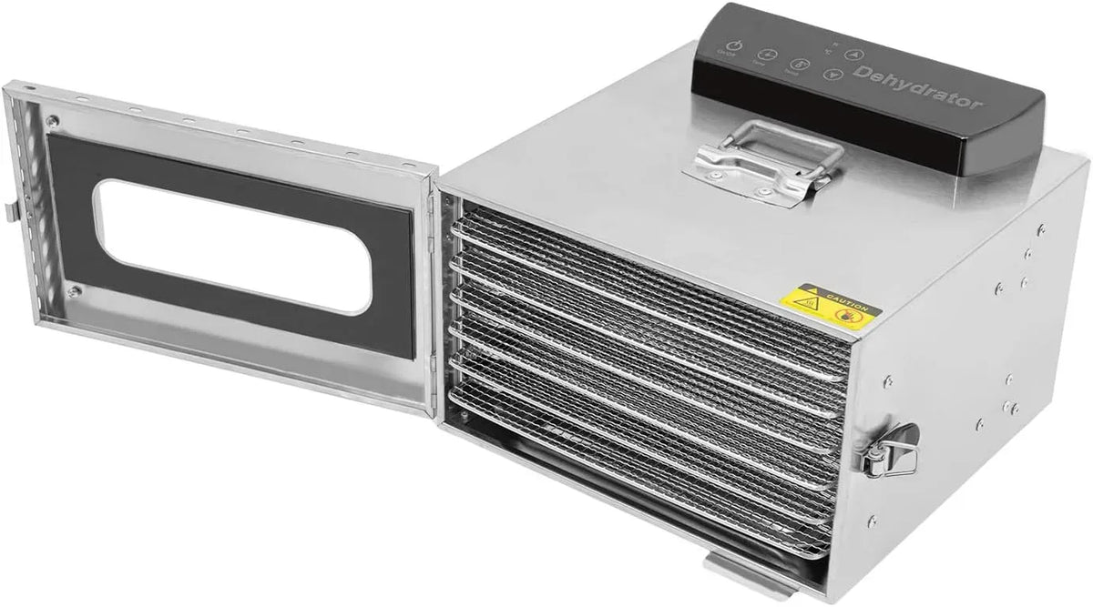 Smartes Thermostat, 400 W, 30 bis 90 °C, 220 V, Dörrautomaten, Edelstahl, Zeitschaltuhr und Edelstahlgehäuse für Obst, 220V EU-Stecker, 6 Etagen