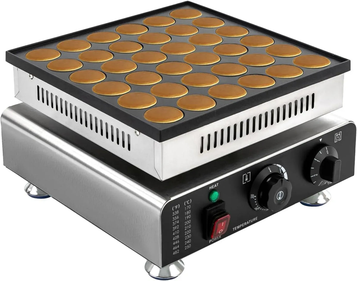 C 900W Pfannkuchen Maschine, Poffertjes Maker, Pancake Maker, Mini-Pfannkuchenmaker, Mini-Pfannkuchenmaschine, 36 L, 900 W, 50 bis 300 °C, Timer