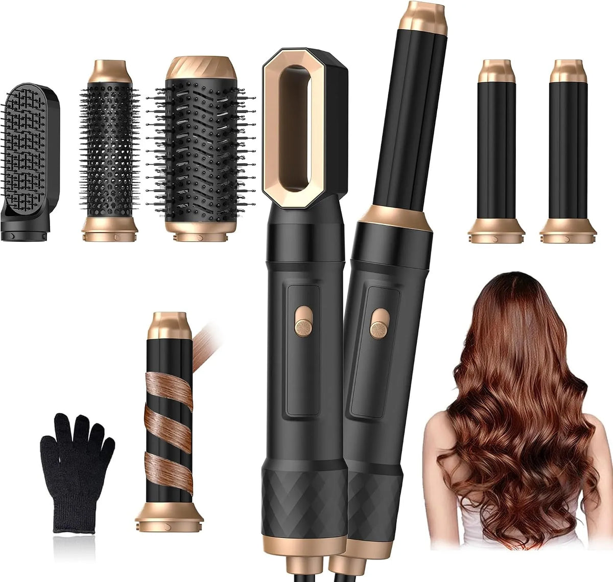 Wäschetrockner, 1000 W, Schwarz, Hairstyler 6 in 1 Air Styler Set