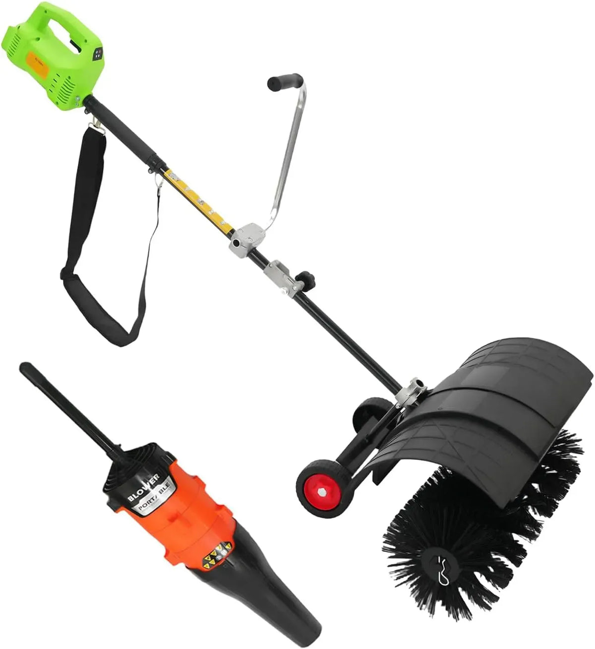 2-in-1 Kehrmaschine, Schneefräse, Akku, Schneeräumgerät, Bodenkehrmaschine, kabellos, für Hof