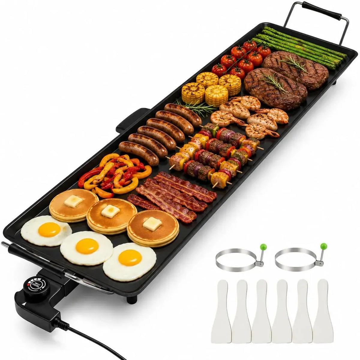 Teppanyaki-Grill, Pfannkuchengrill, Tischgrill, elektrischer Tischgrill, Antihaftbeschichtung, für Pfannkuchengrill, DORTALA
