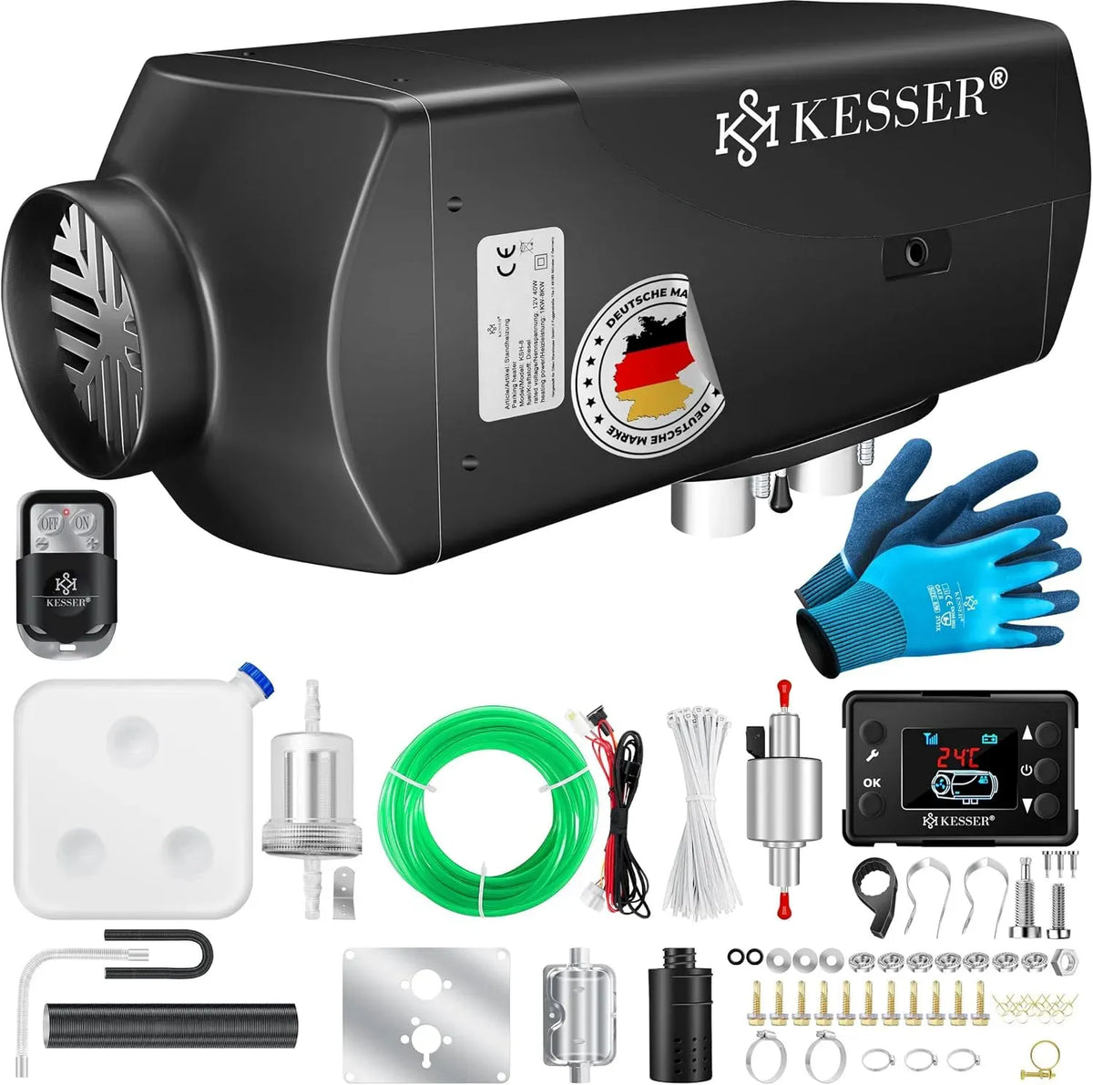 12V/24V Dieselheizung, Standheizung, 12 V, 8 kW, 24 V, Timer, LCD-Display, Wärmefunktion