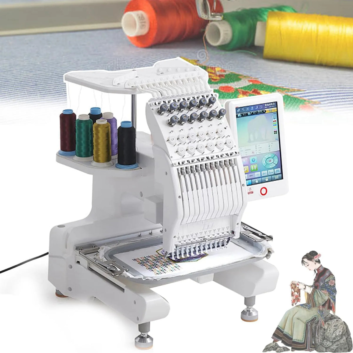 Stickmaschine, Stickautomat, 25,4 cm, USB, LCD-Display, für den Heimgebrauch