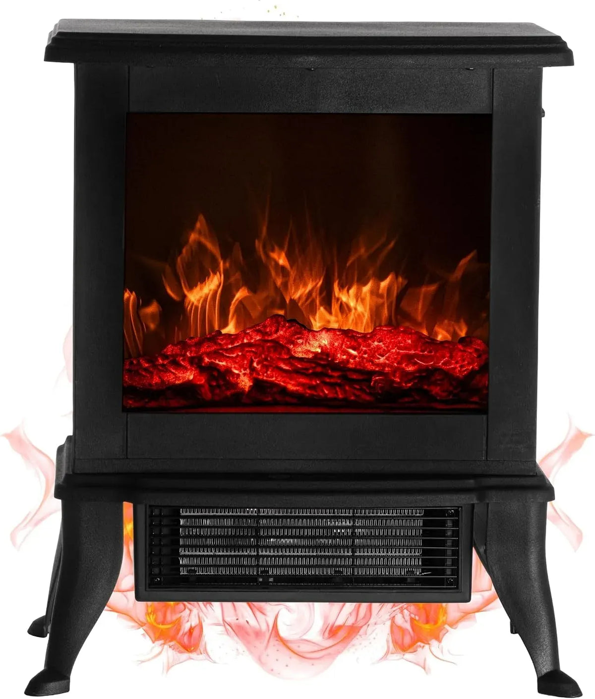 Holzscheit-Glutbett, Heizung, Kamin, Ofen, elektrischer Kamin, freistehend, Wärmefunktion