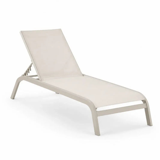 Sonnenliege Gartenliege verstellbar rechteckig 198 x 65 x 35 bis 95 cm Aluminium PVC-beschichtetes Polyestergewebe Taupe Beige
