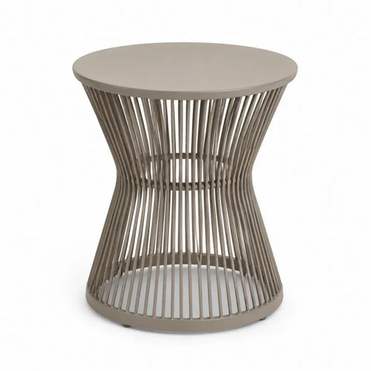 Gartentisch Beistelltisch rund Ø 60 cm Höhe 55 cm Aluminium PE Rattan Taupe