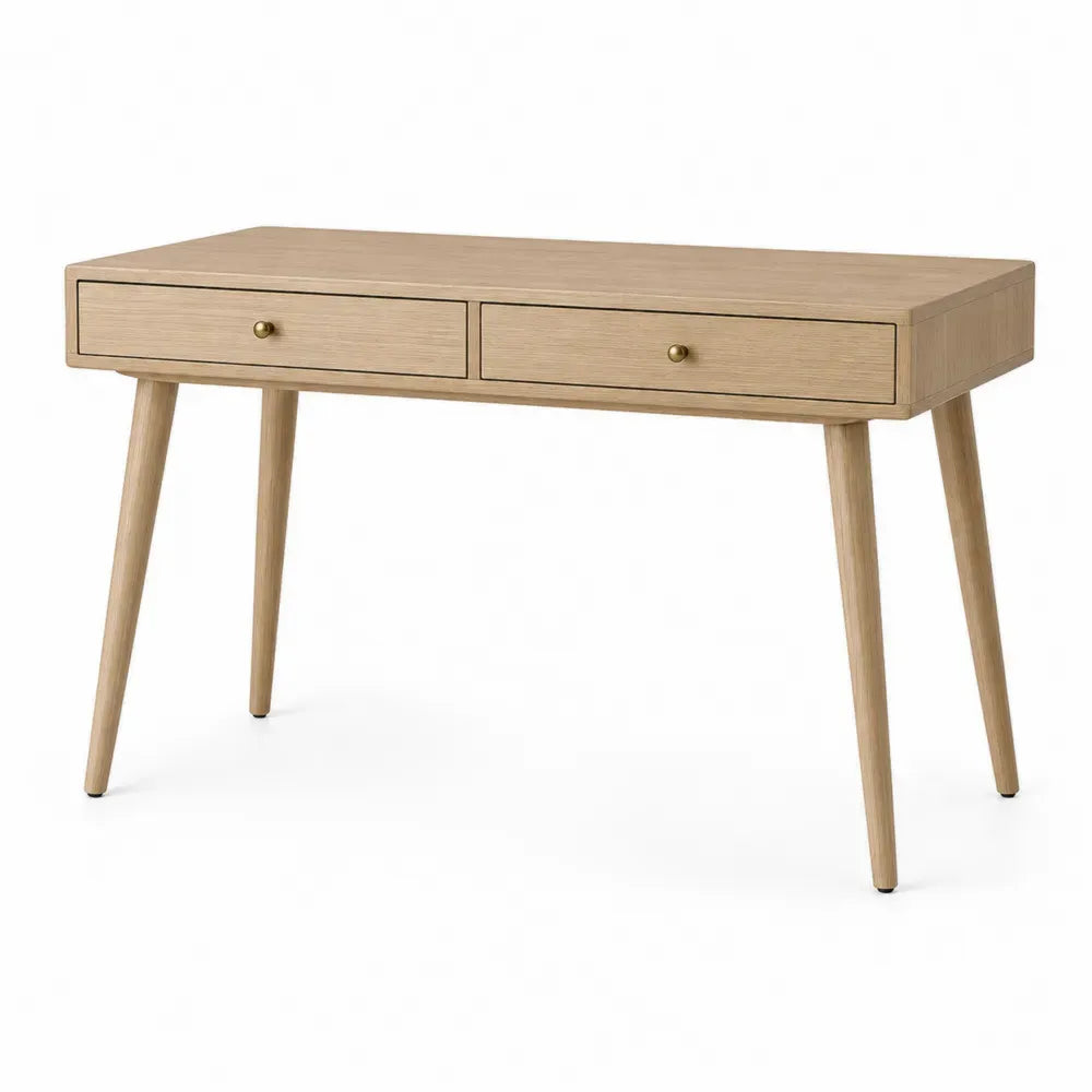 Schreibtisch mit 2 Schubladen MDF mit Eichenfurnier rechteckig Eiche natur 110 x 45 x 75 cm
