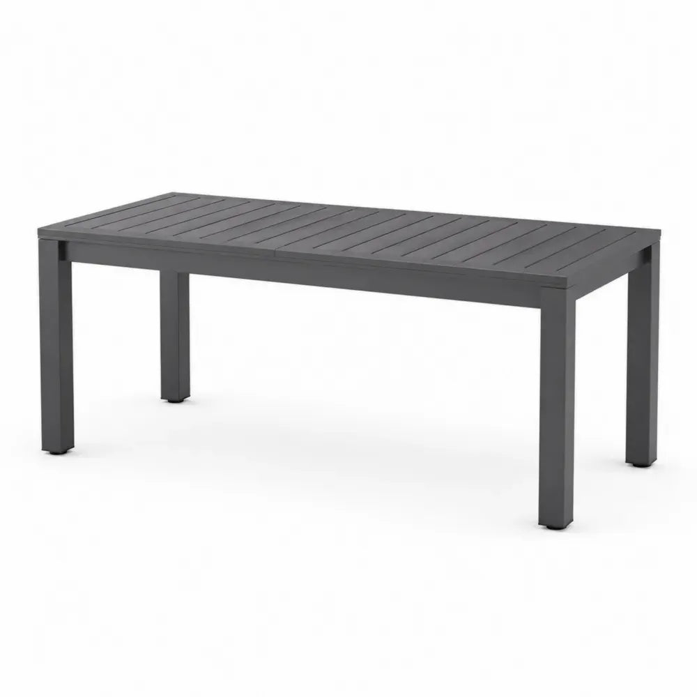 Gartentisch Esstisch rechteckig 160 x 90 x 75 cm pulverbeschichtetes Aluminium Lamellentischplatte Anthrazit
