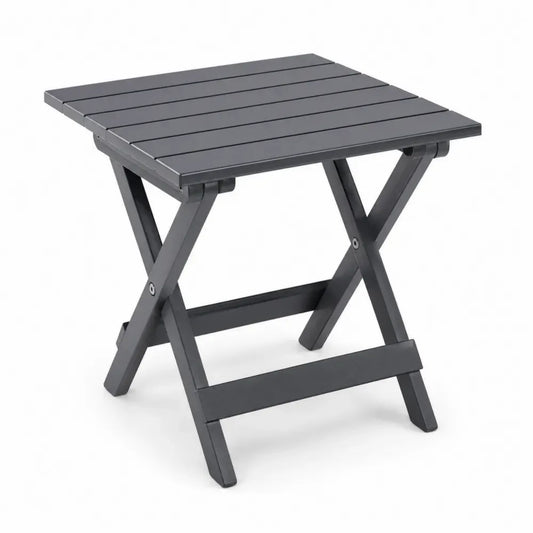 Gartentisch Klapptisch quadratisch 60 x 60 x 45 cm pulverbeschichtetes Aluminium Lamellentischplatte Anthrazit