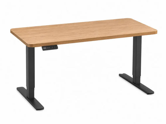 Elektrisch höhenverstellbarer Schreibtisch MDF Platte Stahlgestell rechteckig Eiche Schwarz 120 x 60 x 72-118 cm