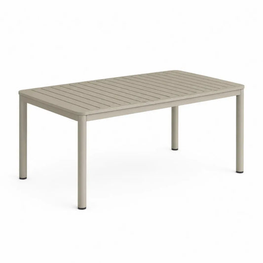 Gartentisch Esstisch rechteckig 160 x 90 x 74 cm pulverbeschichtetes Aluminium Lamellentischplatte Taupe Schwarz