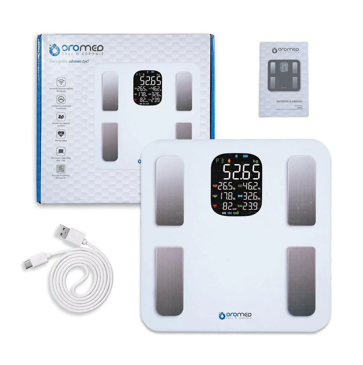 Badwaage, Bluetooth, Weiß, für Gesundheitskontrolle, OROMED ORO-BLUETOOTH