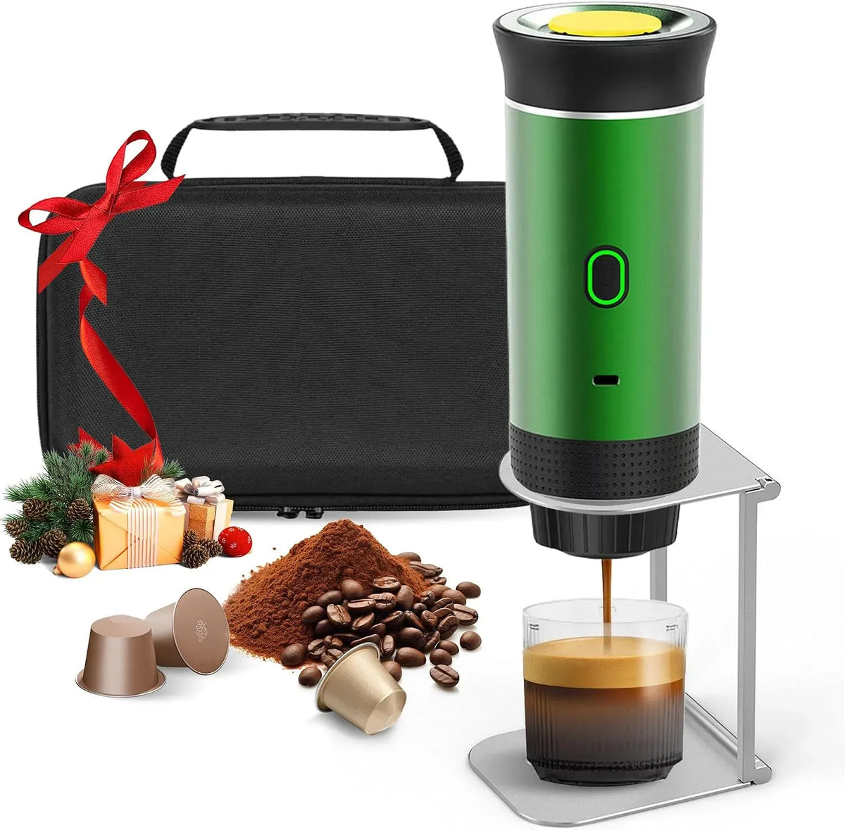 Espressomaschine, tragbar, Camping, Grün, Kaffeemaschine für Espresso