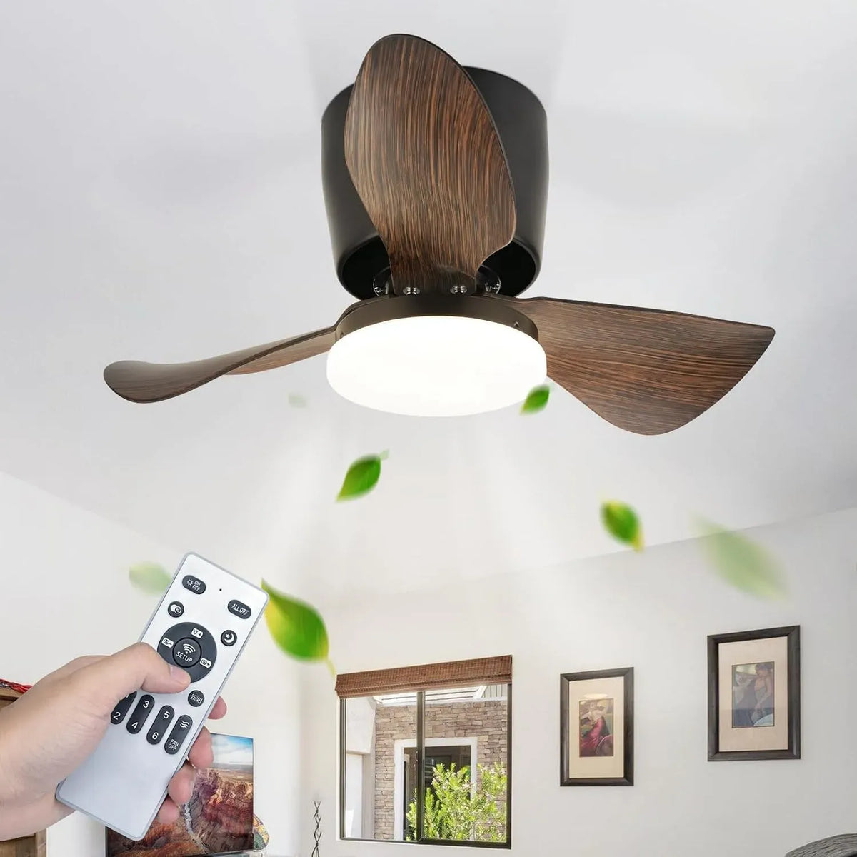 Ventilator, 70CM, leise, Ventilator zur Luftzirkulation, Homefire Deckenventilator Mit Beleuchtung und Fernbedienung Leise