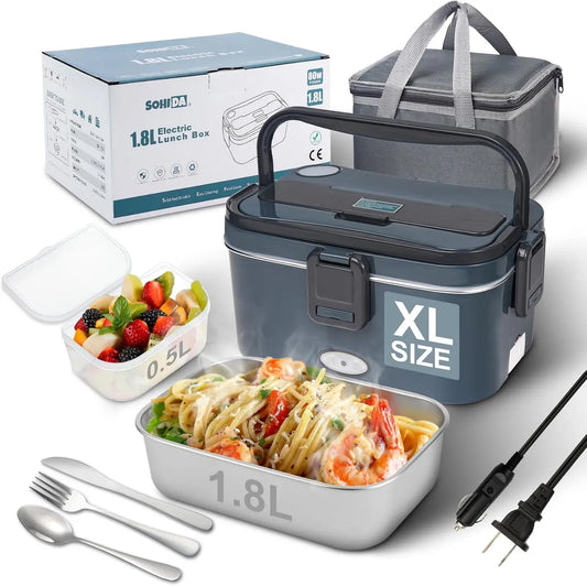 V/24 V/110 Speisenwärmer, 1,8 L, 80 W, 12 V, 0,5 l, 110 V, tragbar, Wärmefunktion, für Männer, SOHIDA