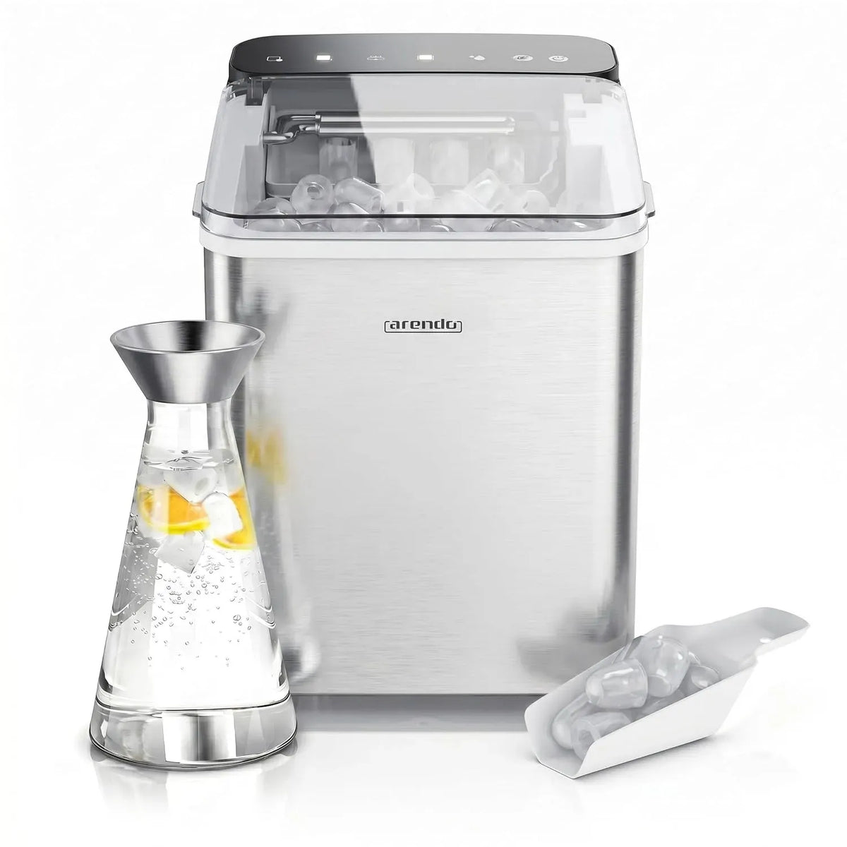 Eiswürfelmaschine, 150 W, leise, Edelstahl, 12 kg Eis pro Tag, leiser Betrieb