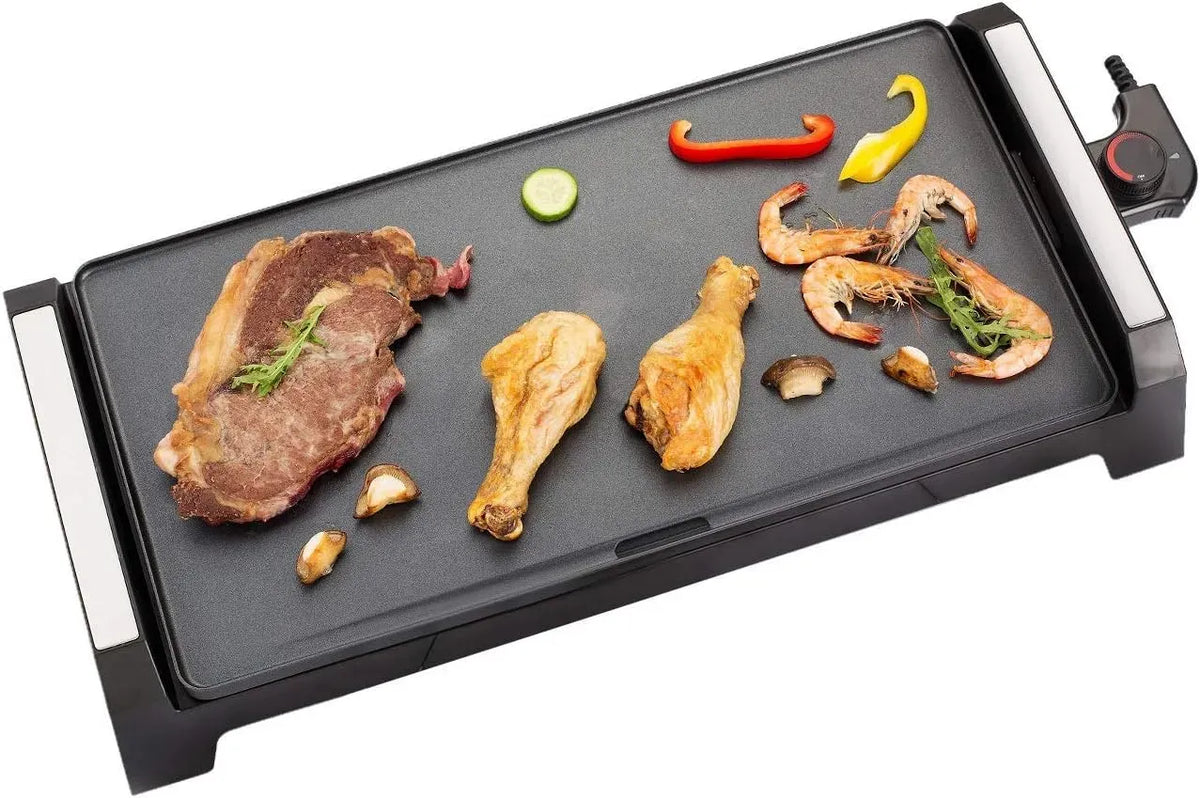 SYCK-G021 2200-W-Antihaftbeschichtung Farbe schwarz, Elektrische XL-Grillplatte für 6 bis 8 Personen, SYCK-G021, mit 2200-W-Antihaftbeschichtung
