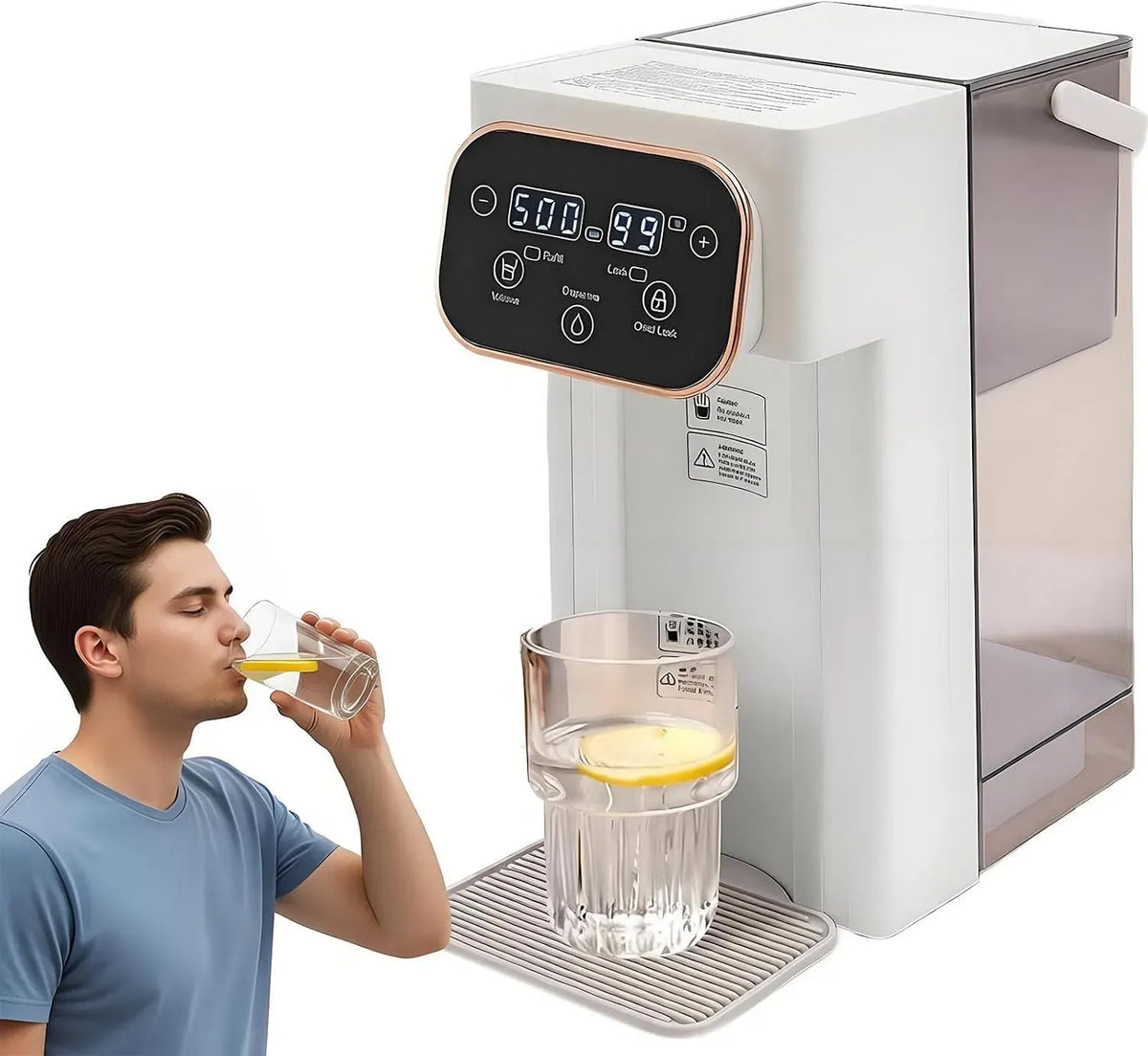 150ml-500ml Warmwasserspender, 3 L, 45 bis 90 °C, 150 ml, 500 ml, Touch-Bedienung, 2 Temperaturzonen, Wärmefunktion