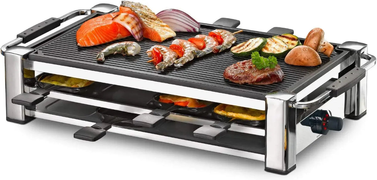 Rommelsbacher RCC 1500 Raclette-Grill, Tischgrill, Kabel, elektrischer Tischgrill, 1500 W, 2 m, Antihaftbeschichtung, für 8 Personen