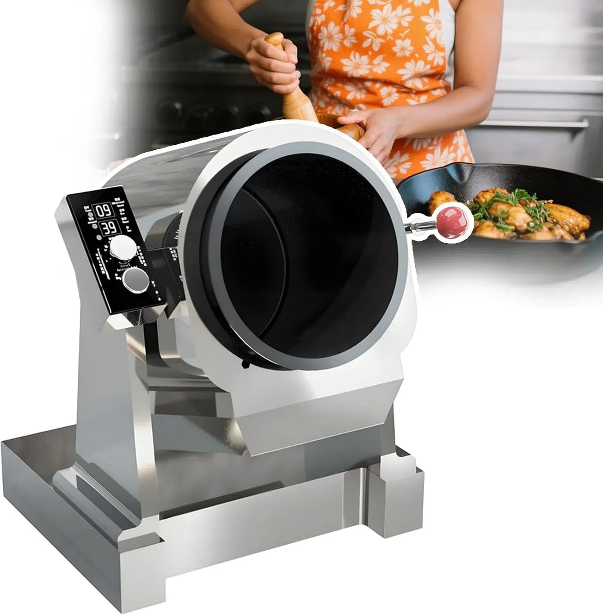 Küchenmaschine, Edelstahl, Smart Wok Aus Edelstahl, 1,5 Kg Fassungsvermögen Und Induktionsheizung, 9 Leistungsstufen