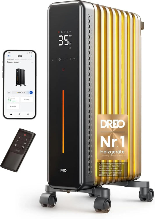24h OH521 Elektroheizung, elektrische Ölheizung, 2000 W, Timer, Thermostat, leise, 4 Modi, Wärmefunktion, Dreo