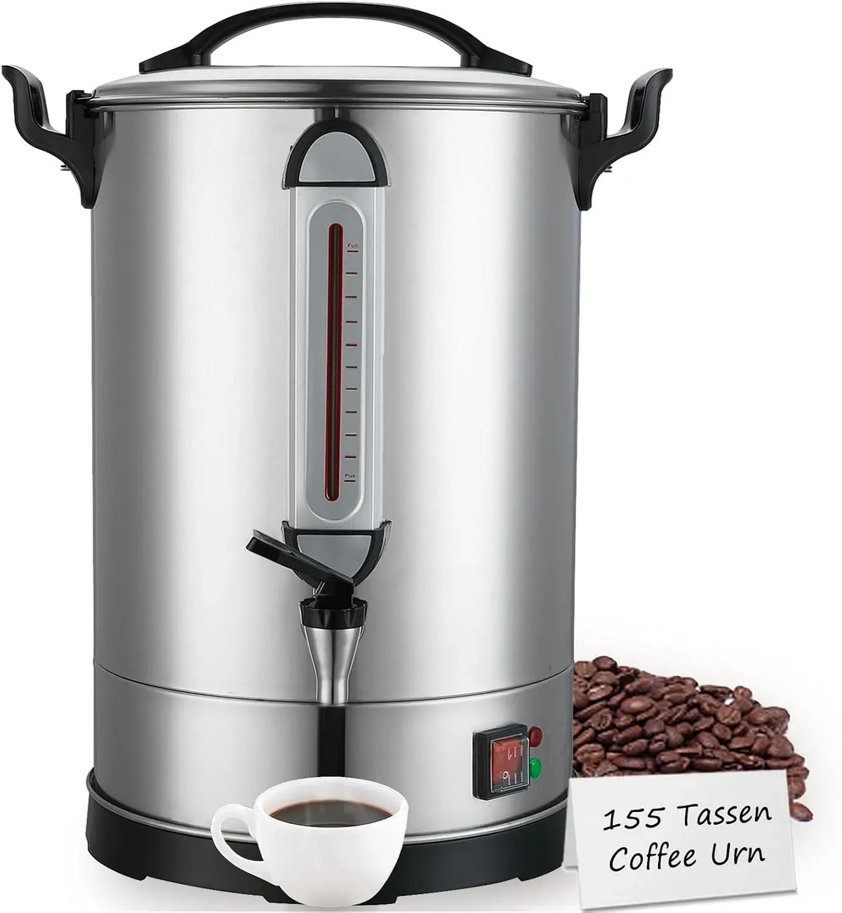 Kaffeemaschine, 24 L, 2000 W, Edelstahl, 155 Tassen 2000W Heißgetränkespender aus Edelstahl