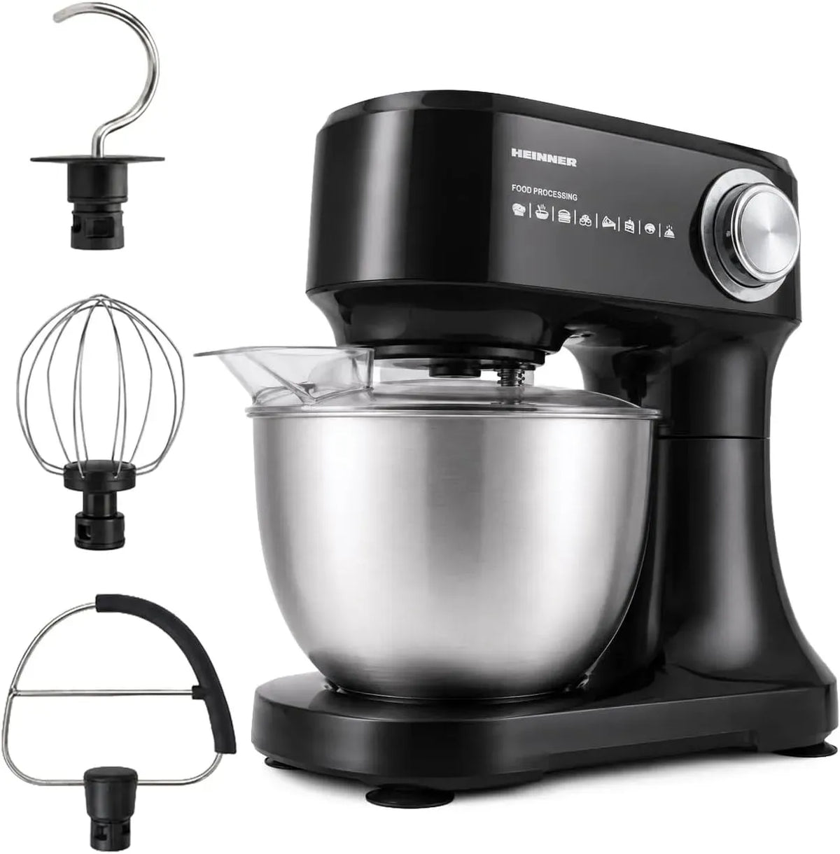 Gerätezubehör HPM-D750BK 600-W-Motor, 3,5 L, Edelstahl, 3500 ml, 3 Jahre Garantie, Edelstahl-Rührschüssel