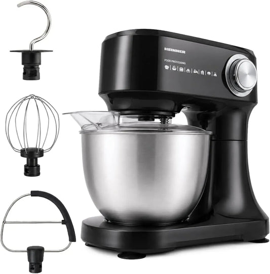 Gerätezubehör HPM-D750BK 600-W-Motor, 3,5 L, Edelstahl, 3500 ml, 3 Jahre Garantie, Edelstahl-Rührschüssel