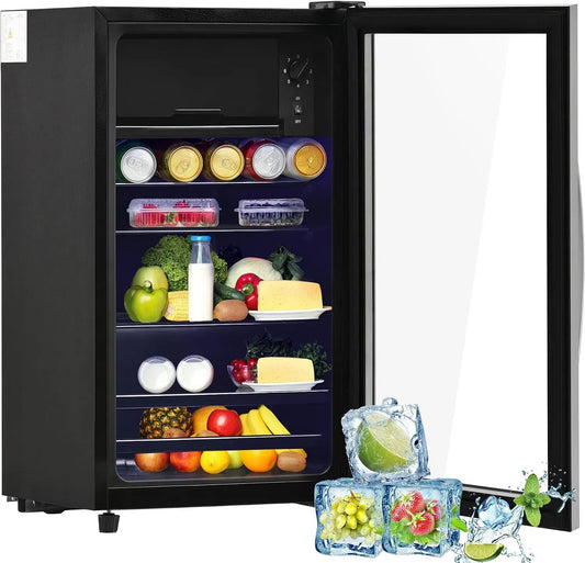 Gefrierschrank, 76 L, Merax 6L-Gefrierschrank, freistehend, Gefrierfach, Restaurant, leise, Tiefkühlschrank, Schwarz, LED-Licht