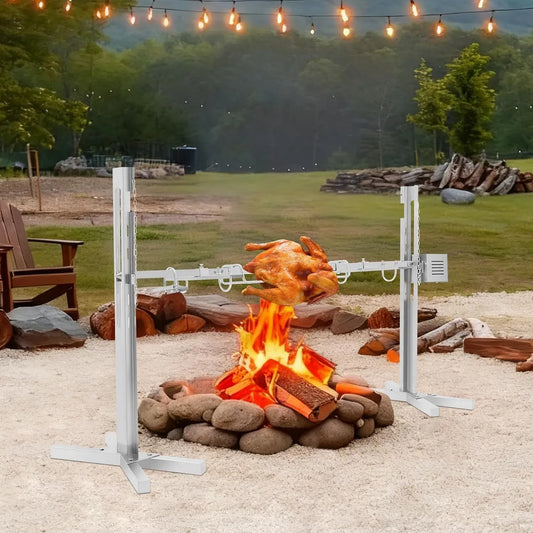 360-Grad Rotisserie-Grill, Spanferkelgrill, Motor, 40 kg, Camping, Edelstahl, für Hähnchen/Lamm/Schwein