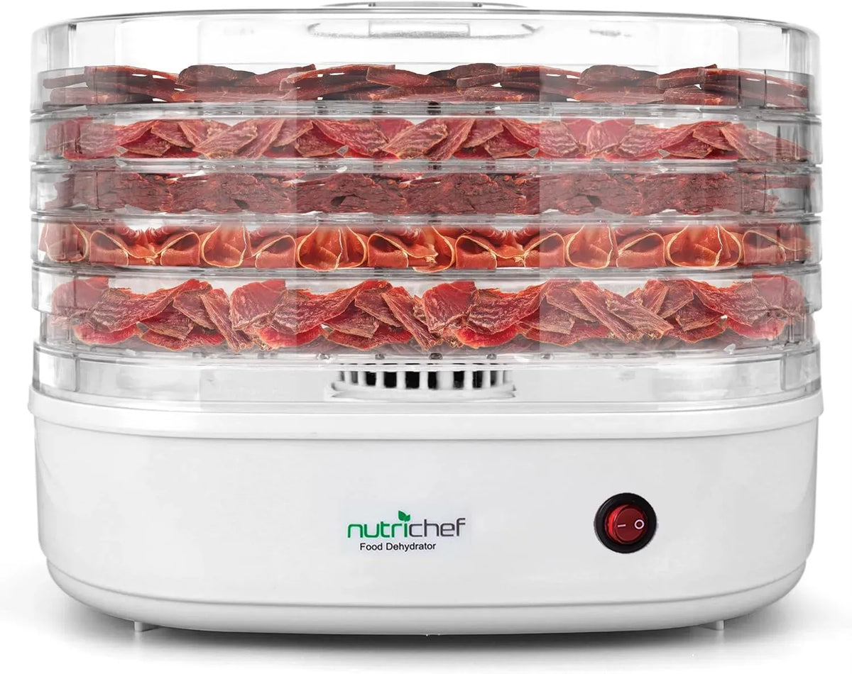 Dörrautomat, Dörrgerät, Lebensmitteltrockner, 250 W, leise, Weiß, für Fleisch
