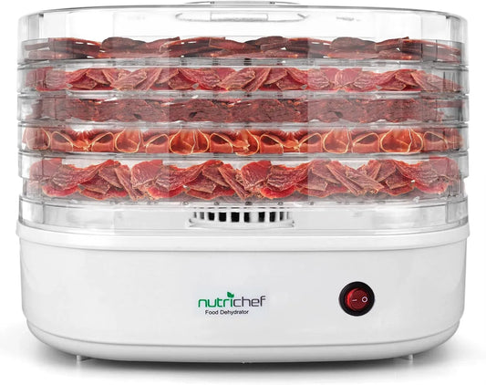 Dörrautomat, Dörrgerät, Lebensmitteltrockner, 250 W, leise, Weiß, für Fleisch