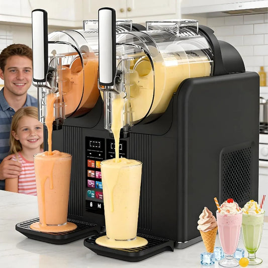 2-Liter-Tanks Slush-Eis-Maschine, In-1-Gerät, Slush-Eisbereiter, 430 W, Schwarz, für Gekühlte Getränke Und Softeis Mit Selbstreinigung