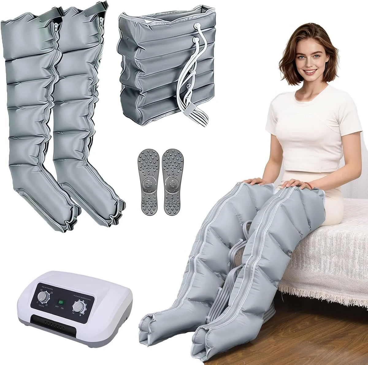 0-240mmHg Lymphdrainage Gerät, Beinmassagegerät, für Beine Arme Bauch