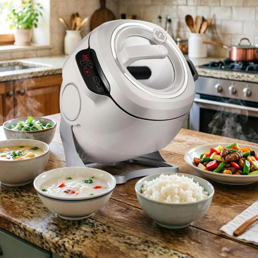 Küchenmaschine 2000-Watt-Wok-Funktion, Touch-Bedienung, Antihaftbeschichtung, Automatischer Kocher Mit 6 Litern Fassungsvermögen, Antihaft-Topf