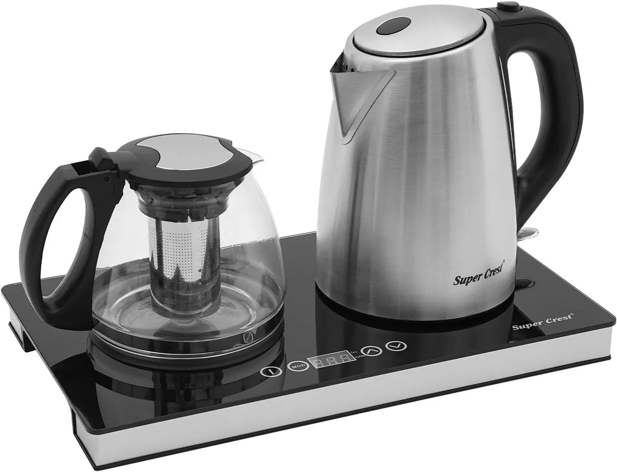 Wasserkocher 1L+1.8L, 1 L, 1800 W, Touch-Bedienung, LCD-Display, Edelstahl, 1.8 L