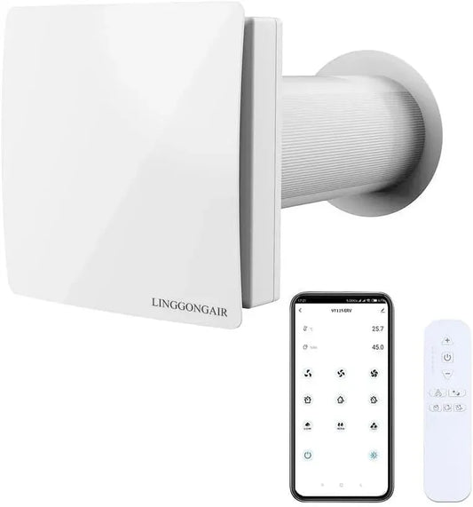Zentrale Lüftungsanlage, 60 m³/h, WLAN, App, leise, HRV-System für Bad/Büro/Keller, Leiser Wandlüfter, Keramikkern & Vorfilter, EC-Motor 60m³/h