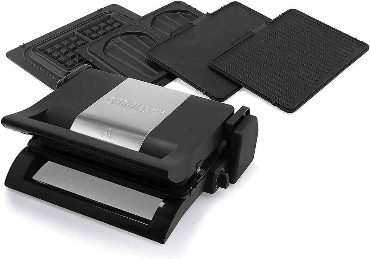 4in1 Sandwichmaker, Kontaktgrill, Waffeleisen, Kontaktgrill und Paninigrill, Waffelautomat, 31,5x21,5cm, 5 cm