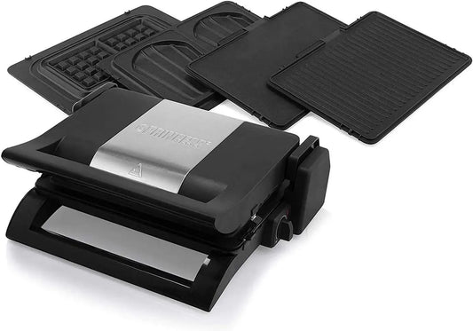 4in1 Sandwichmaker, Kontaktgrill, Waffeleisen, Kontaktgrill und Paninigrill, Waffelautomat, 31,5x21,5cm, 5 cm