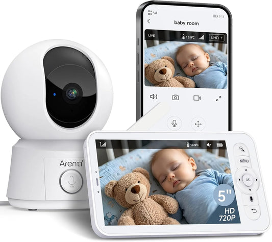 1080P Temperatursensor, Babyphone, Kamera, Babyüberwachungsgerät, Touch-Bedienung, 2 Temperaturzonen, ARENTI