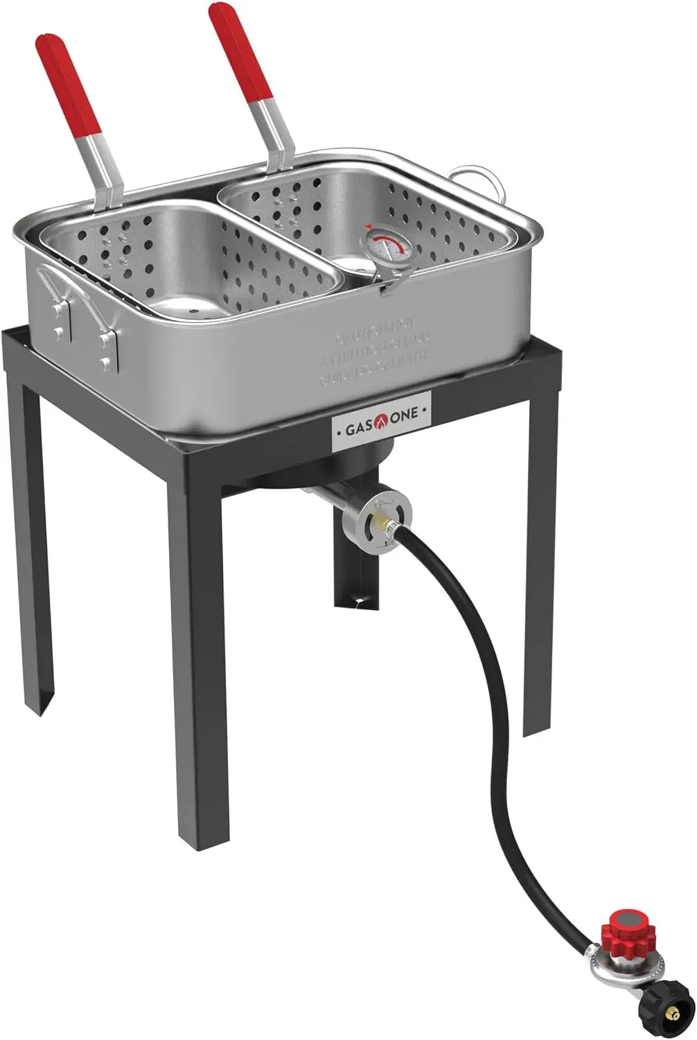 Doppel-Gasfritteuse, Aluminiumtopf, 18 L, Outdoor, Gusseisen, für den Außenbereich mit Brenner aus Gusseisen -, GASONE
