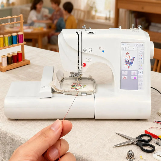 X 100 7-Zoll-LCD-Touchscreen Stickmaschine, Nähmaschine, elektrische Nähmaschine, Stickautomat, 100 X 100 Mm, 235 Mm, Touch-Bedienung, LCD-Display
