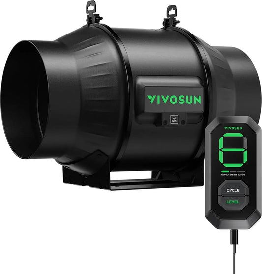 Ventilator, 693 m³/h, VIVOSUN, leise, Ventilator zur Luftzirkulation, 150mm Rohrventilator 693m³/h Leiser Abluftventilator AeroZesh T6