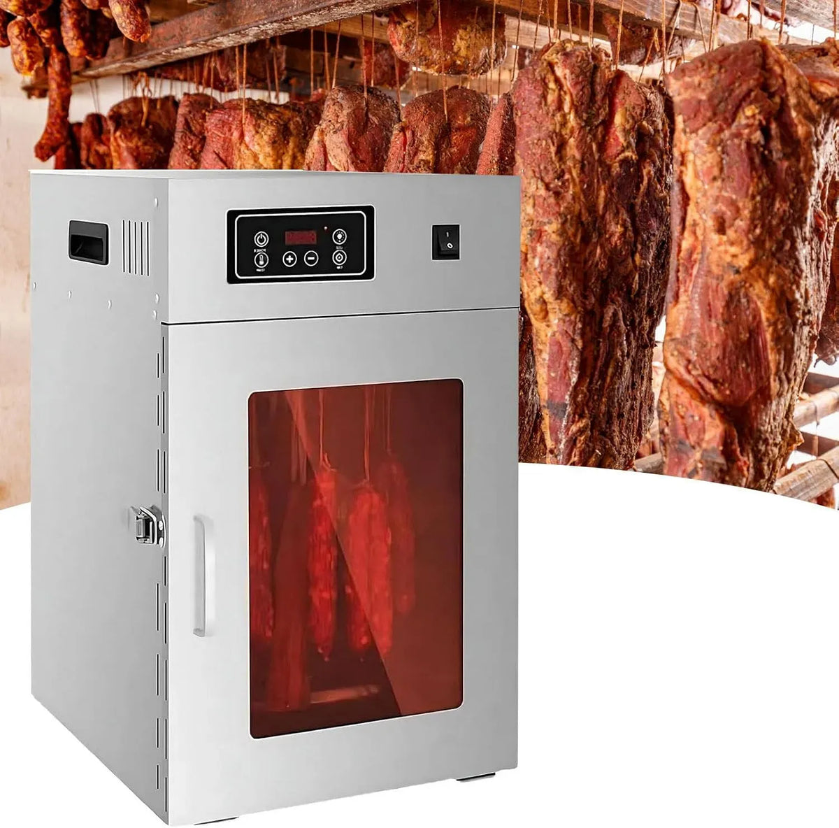 Reifeschrank, Dörrautomat, Lebensmitteltrockner, 800 W, 30 bis 90 °C, Edelstahl, für Fleisch