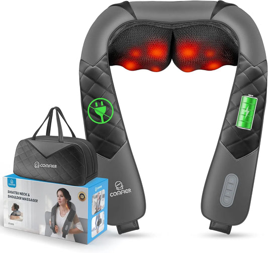 3D-Shiatsu-Nacken-Schulter-Massagekissen Shiatsu-Nacken-Schulter-Massagekissen, Nackenmassagegerät, Rückenmassagegerät, Tragetasche, tragbar